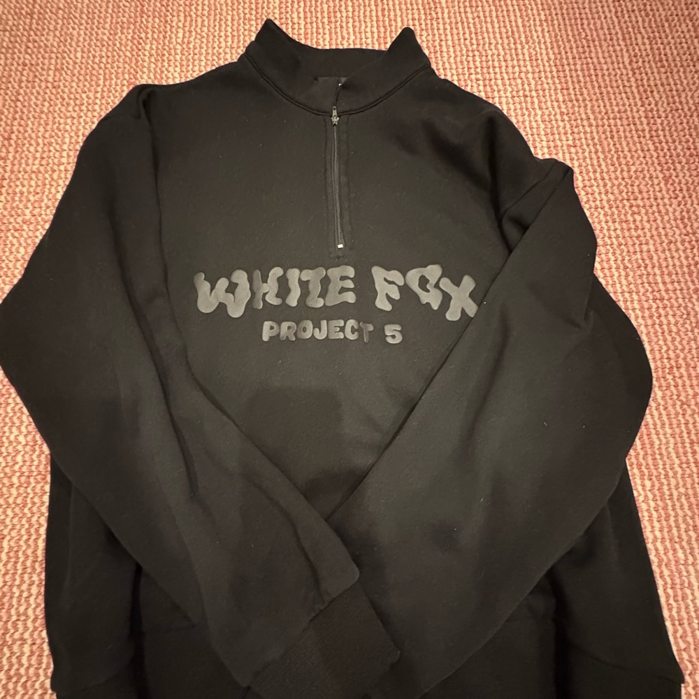 White Fox Black Quarter Zip Sweater